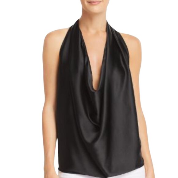 Ramy Brook Convertible Stretch Halter Top, NWT, Silk, Black, S - Picture 1 of 12